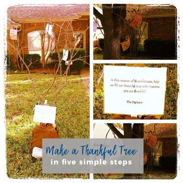 Bring your neighborhood together this fall with a thankful tree. Here are 5 simple steps to make this Thanksgiving memorable.